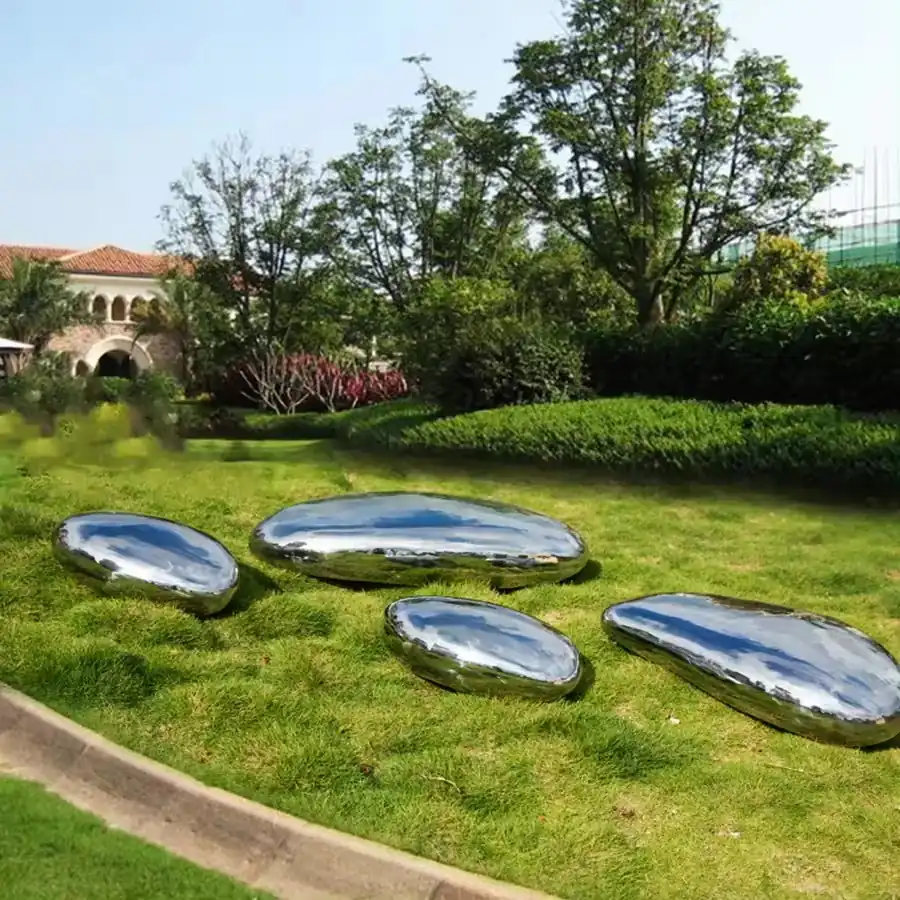 Metal Art Steel Pebble Art Decoration Sculpture Mirror view 4