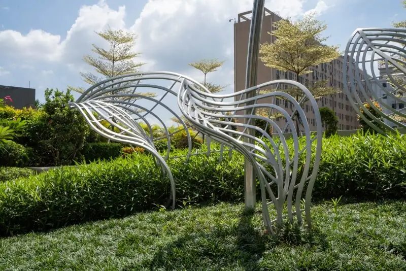 Modern Garden Outdoor Large Metal Stainless Steel Decor Dandelion Botanical Form view 7