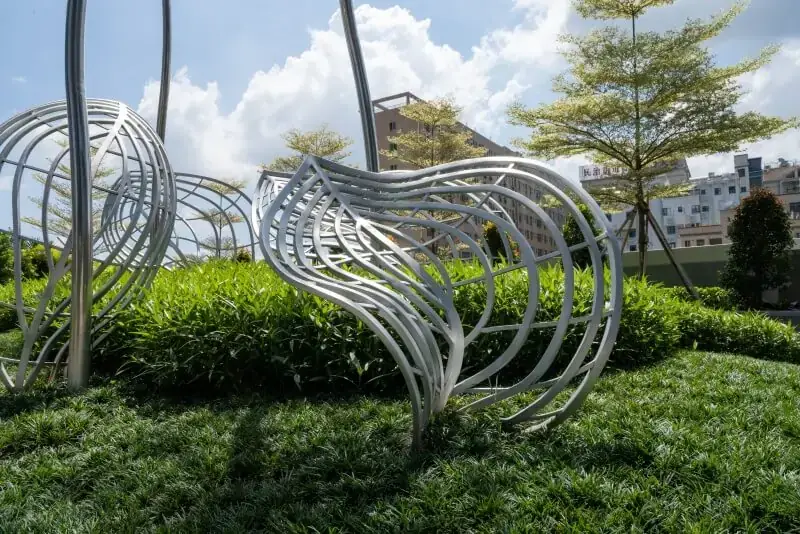 Modern Garden Outdoor Large Metal Stainless Steel Decor Dandelion Botanical Form view 6
