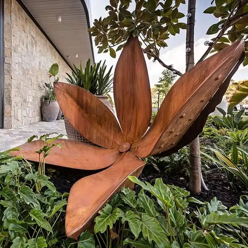 Modern Outdoor Large Garden Abstract Corten Steel Sculpture view 2