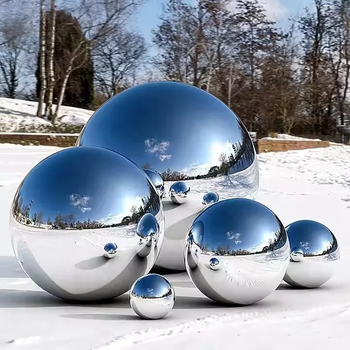 Stair Decoration Float Ball Ornament Stainless Steel Ball Mirror view 2