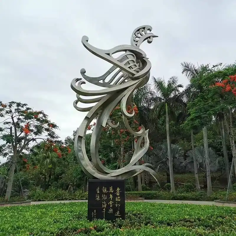 Phoenix Stainless Steel Sculpture with Hand Carving Phoenix Sculpture produced by Xinhengda Sculpture in Shenzhen