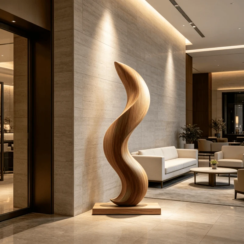 Solid Wood Carving Floor Decoration Large Sculpture Design B produced by Xinhengda Sculpture in Shenzhen