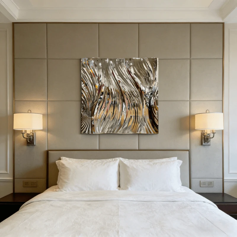 Stainless Steel Corrugated Metal Wall Decoration Commercial Background Wall Design B view 2