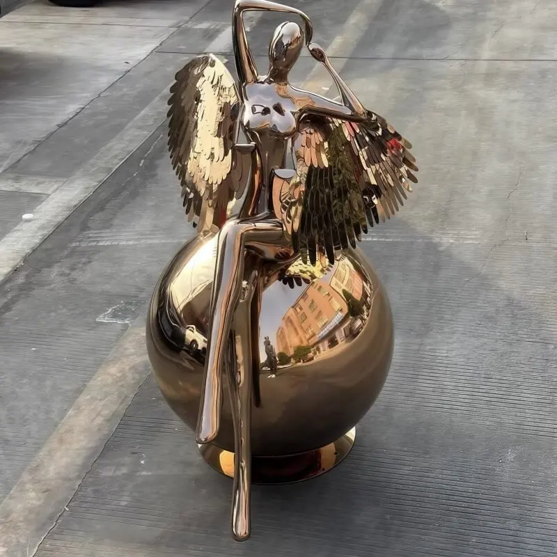 Stainless Steel Angel Girl Sculpture view 11