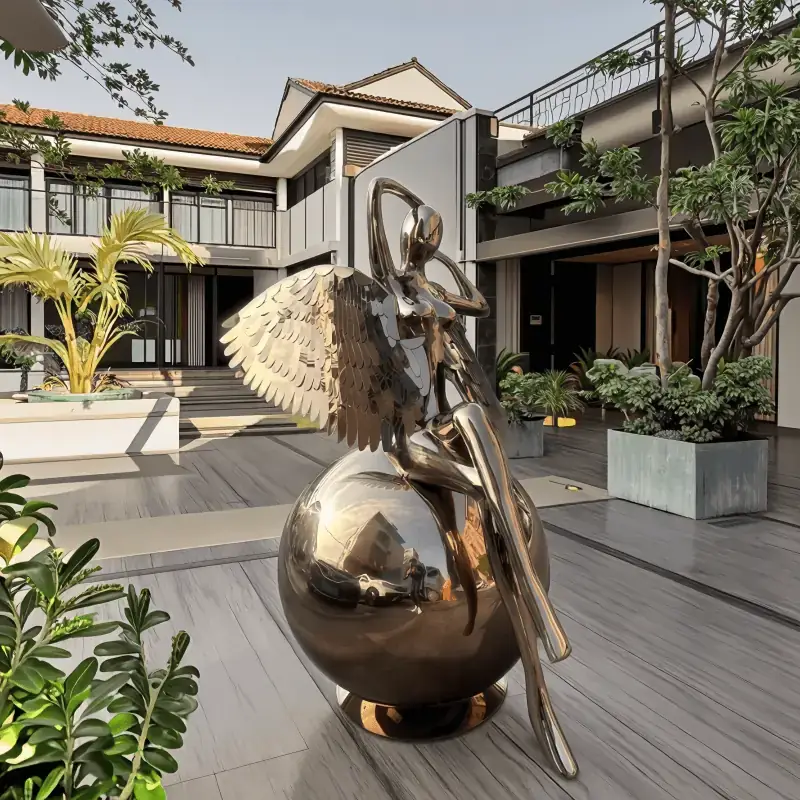 Stainless Steel Angel Girl Sculpture view 8