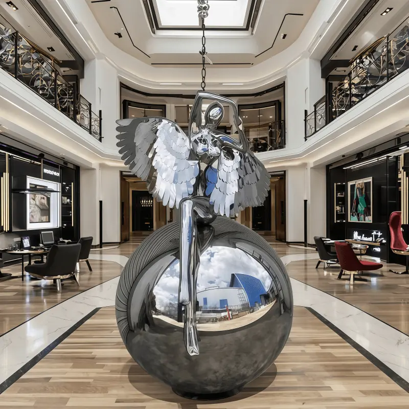 Stainless Steel Angel Girl Sculpture view 7