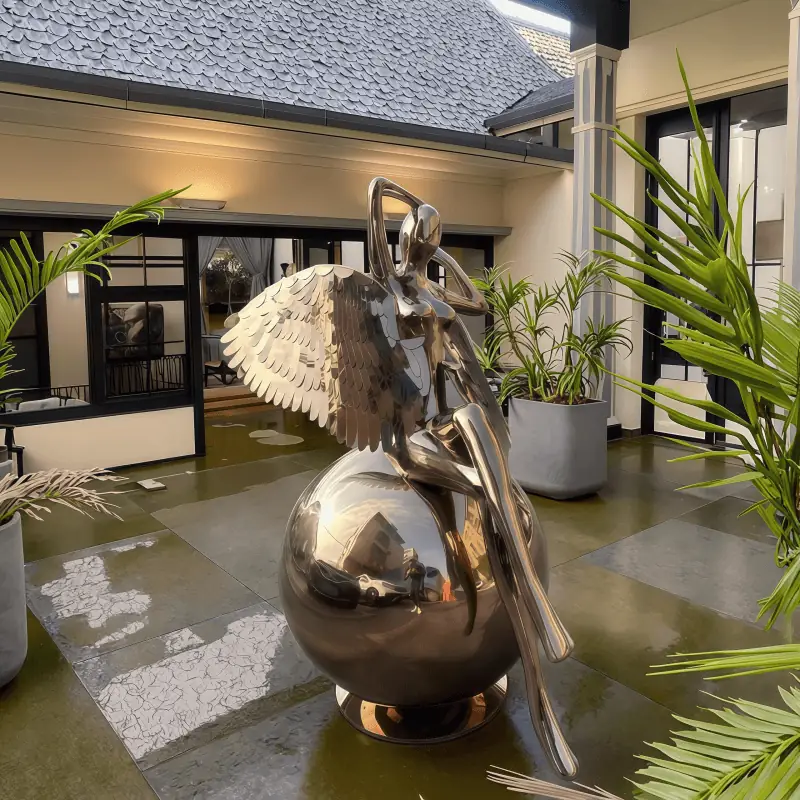 Stainless Steel Angel Girl Sculpture view 9
