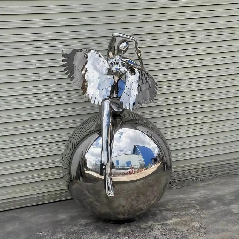 Stainless Steel Angel Girl Sculpture view 10