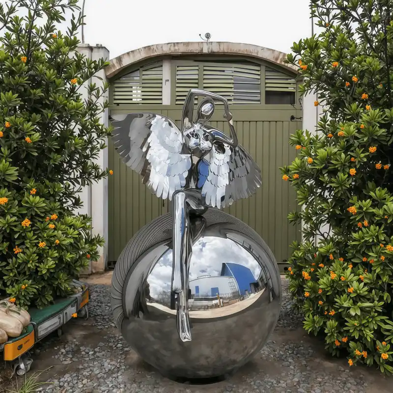 Stainless Steel Angel Girl Sculpture view 6