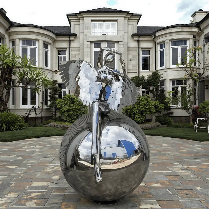 Stainless Steel Angel Girl Sculpture produced by Xinhengda Sculpture in Shenzhen
