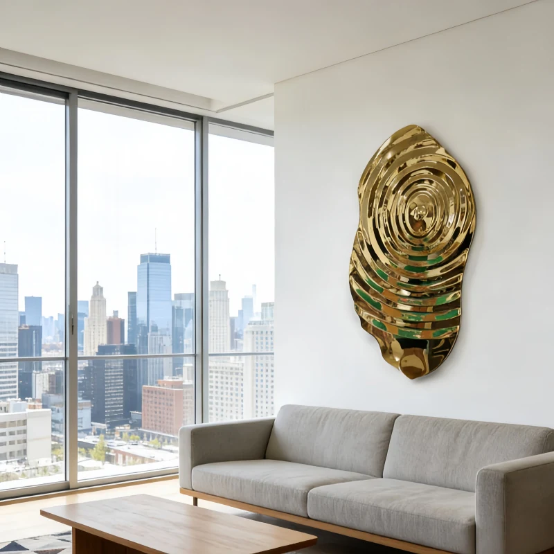 Stainless Steel Creative Electroplated Titanium Gold Wall Decoration Design C view 2