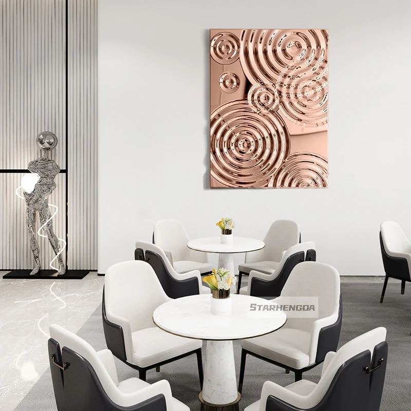 Stainless Steel Creative Electroplated Titanium Gold Wall Decoration Design B view 2