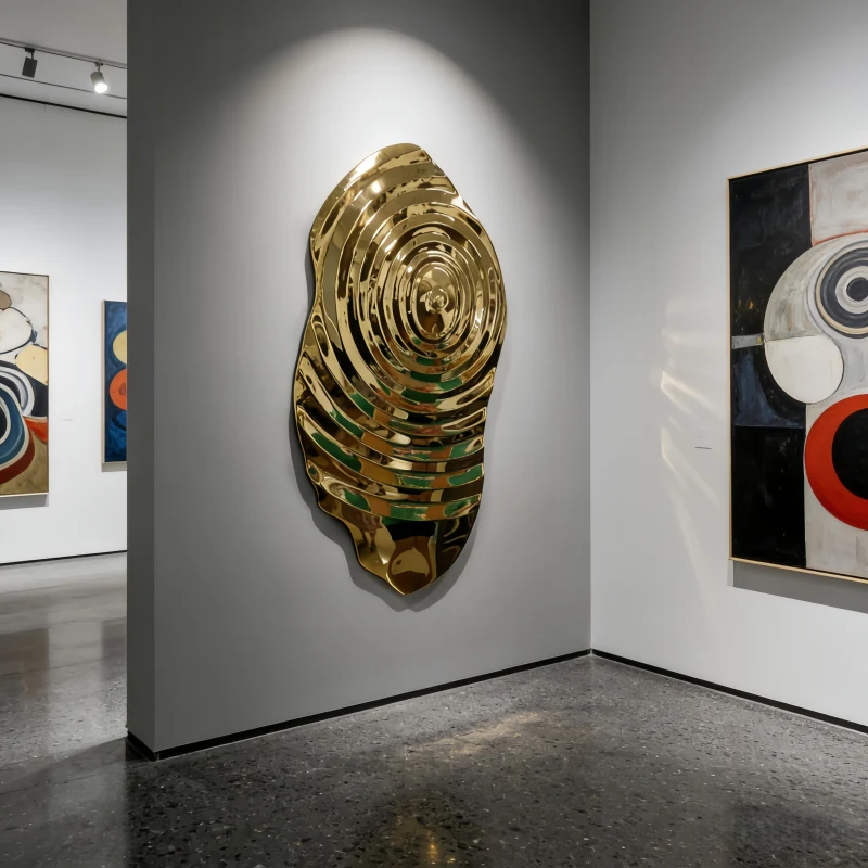 Stainless Steel Creative Electroplated Titanium Gold Wall Decoration Design C produced by Xinhengda Sculpture in Shenzhen