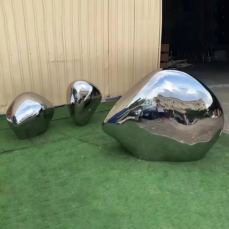 Stainless Steel Irregular-Shaped Stones Sculpture Ornament view 4