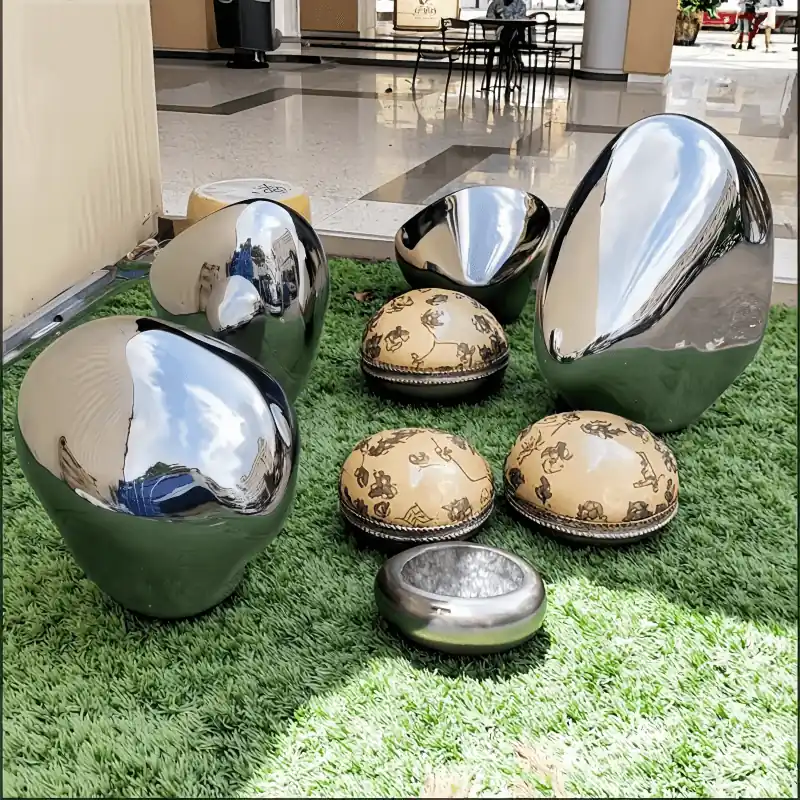 Stainless Steel Irregular-Shaped Stones Sculpture Ornament view 2