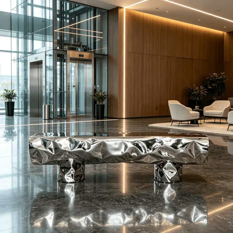 Stainless Steel Mirror Creative Leisure Seat Design A supplied for transport hubs and exhibitions