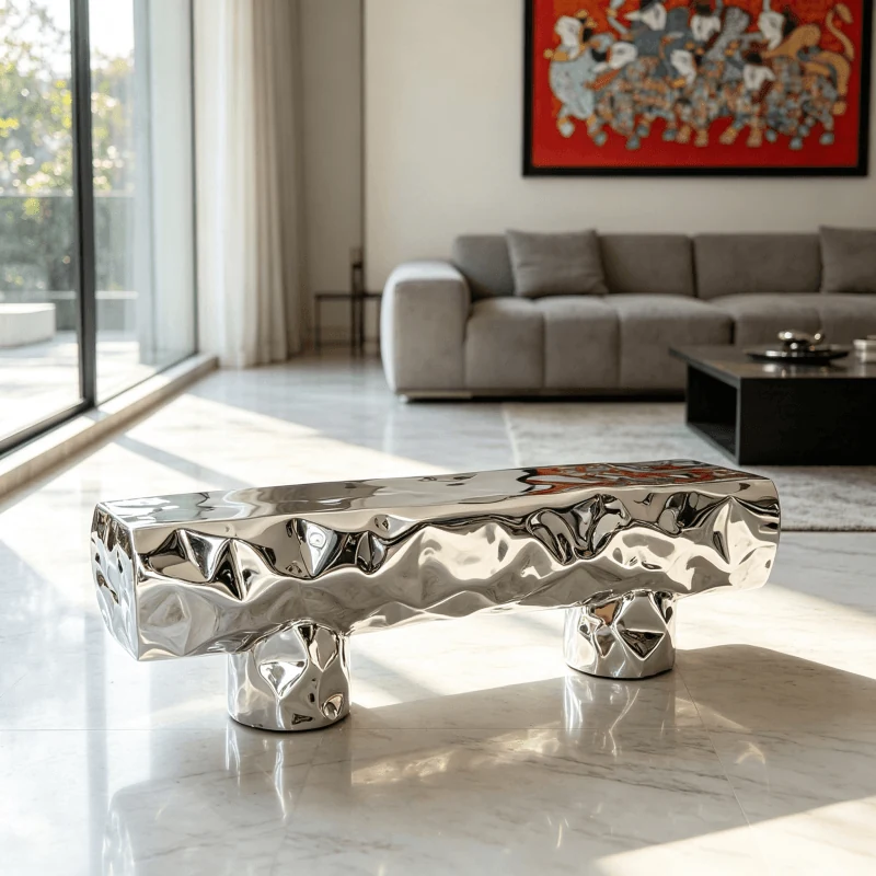 Stainless Steel Mirror Creative Leisure Seat Design A view 4
