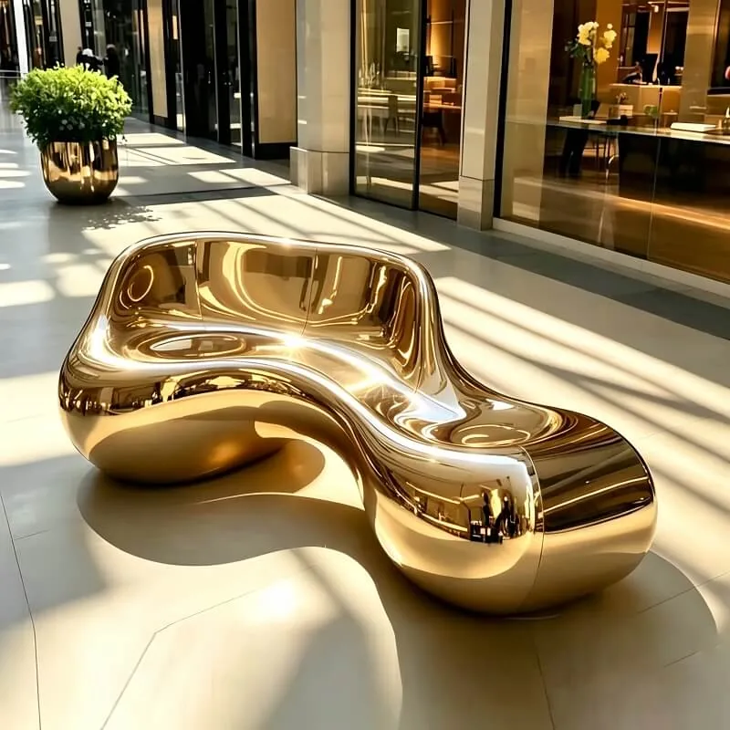 Stainless Steel Mirror Creative Leisure Seat Design B produced by Xinhengda Sculpture in Shenzhen
