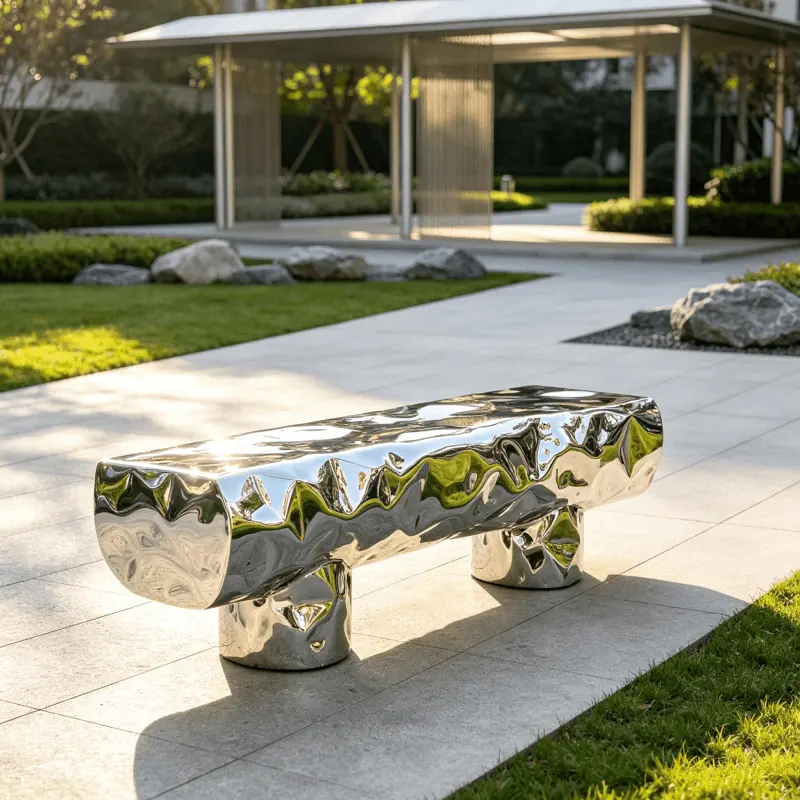 Stainless Steel Mirror Creative Leisure Seat Design A produced by Xinhengda Sculpture in Shenzhen