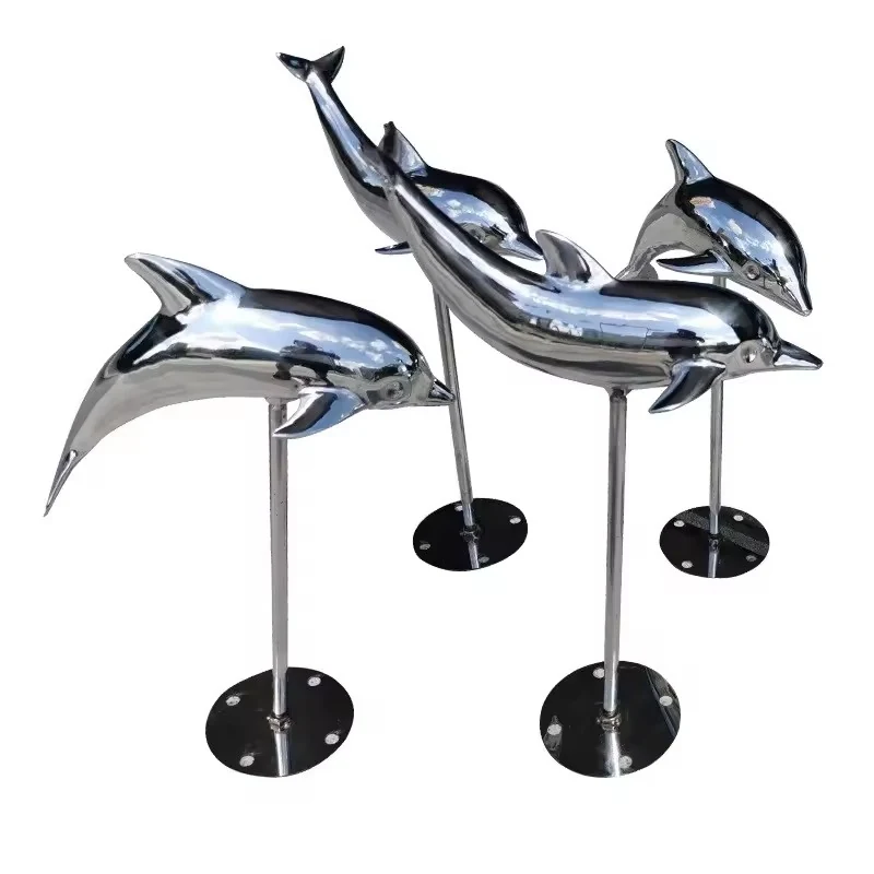 Stainless Steel Mirror Dolphin produced by Xinhengda Sculpture in Shenzhen