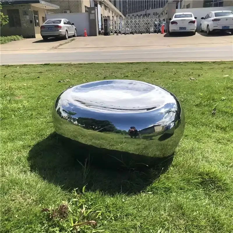 Stainless Steel Mirror Stone Table and Chairs Sculpture view 5