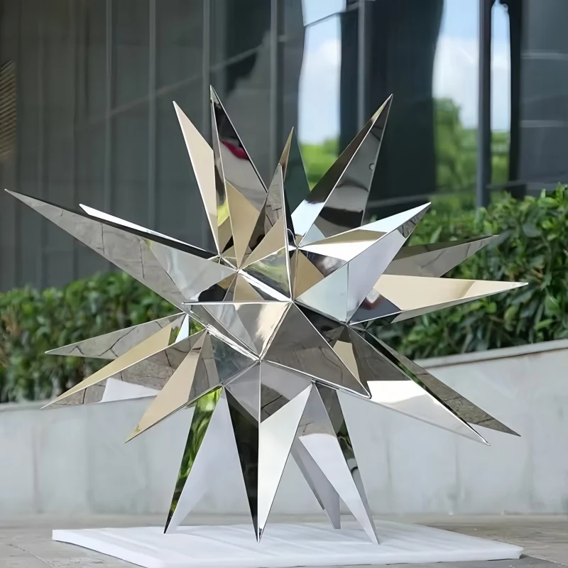Stainless Steel Starburst Meteor Hammer Landmine Sculpture view 5