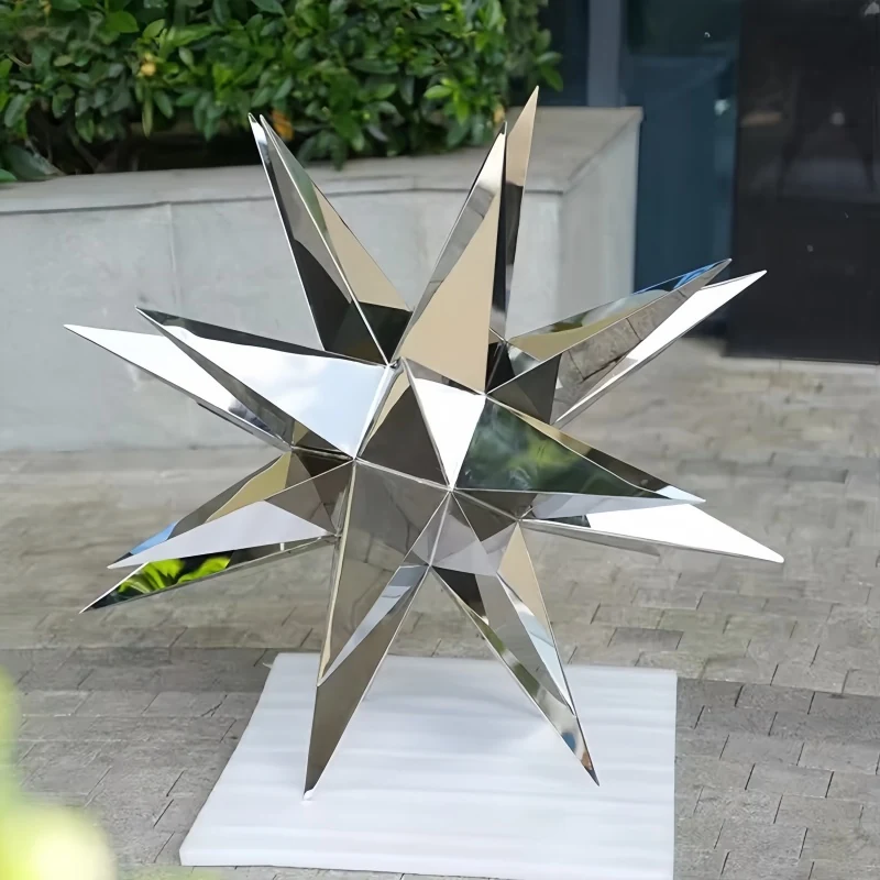 Stainless Steel Starburst Meteor Hammer Landmine Sculpture view 4