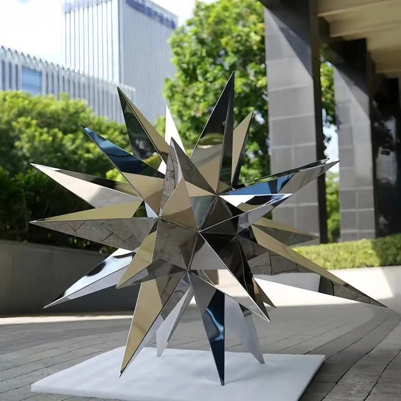 Stainless Steel Starburst Meteor Hammer Landmine Sculpture view 2