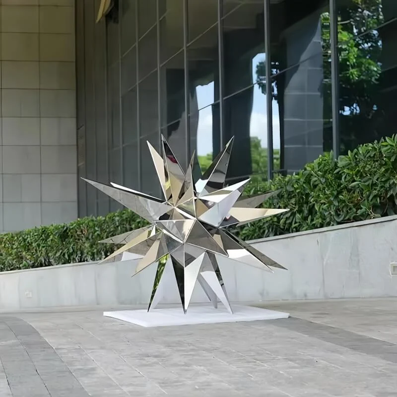 Stainless Steel Starburst Meteor Hammer Landmine Sculpture view 6