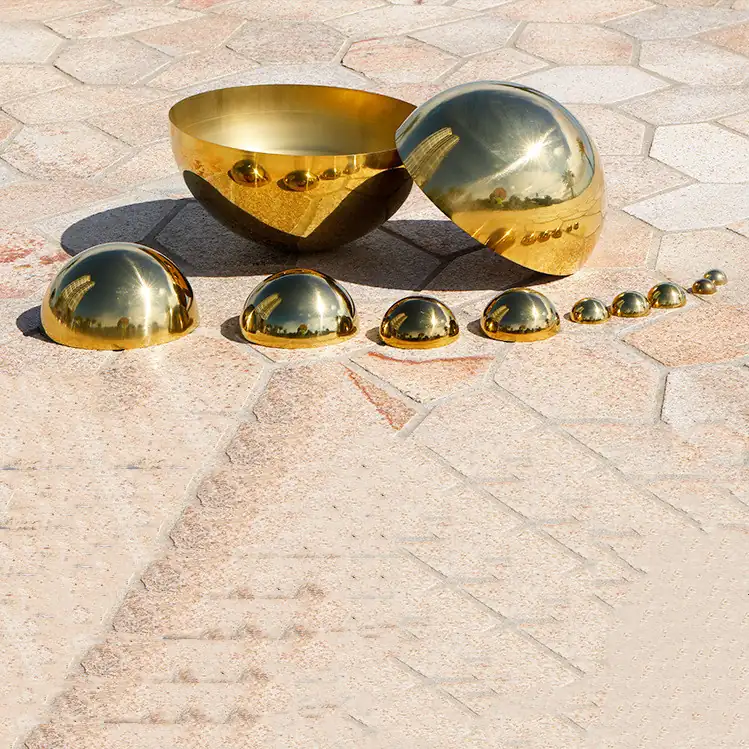 Stainless Steel Titanium Gold Metal Hollow Decorative Ball Mirror view 5