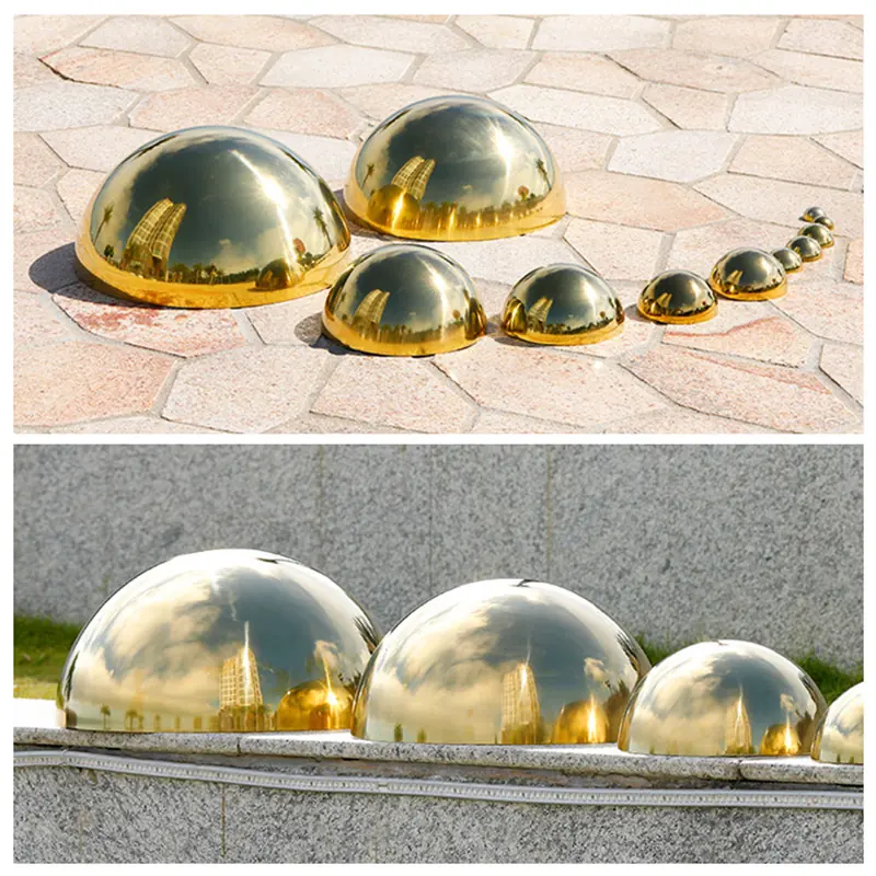 Stainless Steel Titanium Gold Metal Hollow Decorative Ball Mirror view 3