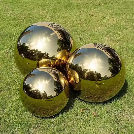 Stainless Steel Titanium Plated Gold Hollow Sphere Seamless Balls view 2