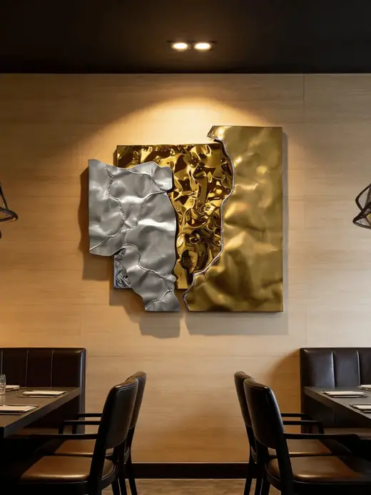 304 Stainless Steel Creative Electroplated Titanium Gold Wall Decoration produced by Xinhengda Sculpture in Shenzhen