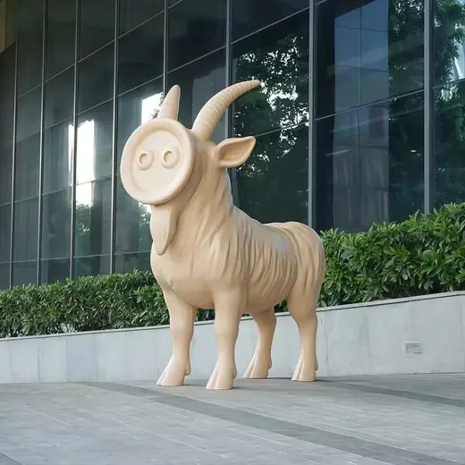 Modern Large-Scale Animal Cartoon Outdoor Decorative Fiberglass Resin Goat Figure produced by Xinhengda Sculpture in Shenzhen