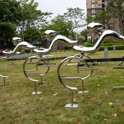 Modern Outdoor Garden Forest Decorative Metal Abstract Cyclist Stainless Form produced by Xinhengda Sculpture in Shenzhen