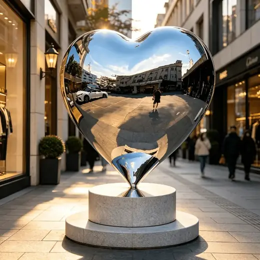 Large Stainless Steel Love Shaped Sculpture referenced in this guide