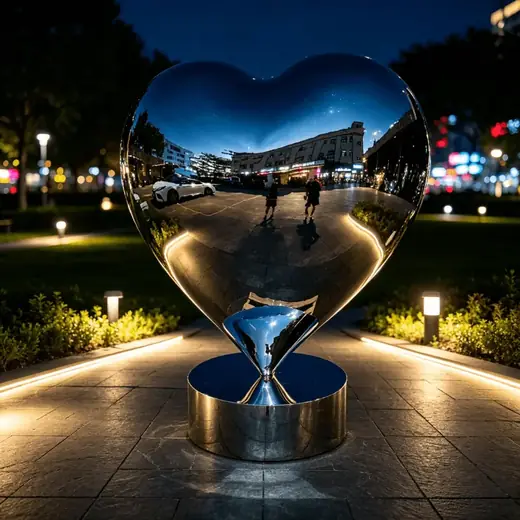Large Stainless Steel Love Shaped Sculpture referenced in this guide