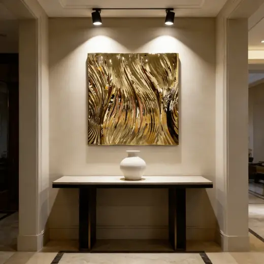 Stainless Steel Corrugated Metal Wall Decoration Commercial Background Wall Design B produced by Xinhengda Sculpture in Shenzhen