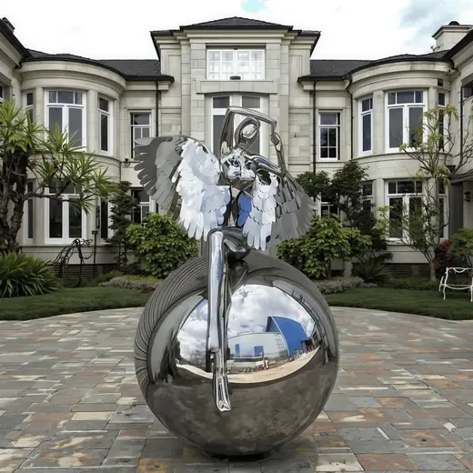 Stainless Steel Angel Girl Sculpture produced by Xinhengda Sculpture in Shenzhen