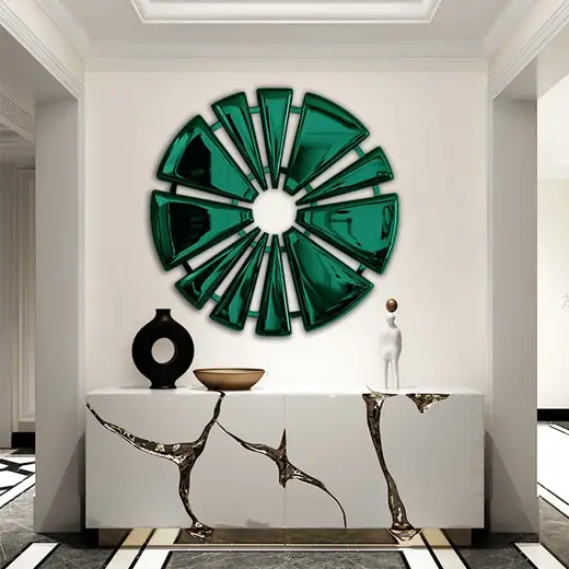Stainless Steel Creative Electroplated Titanium Gold Wall Decoration Design D produced by Xinhengda Sculpture in Shenzhen