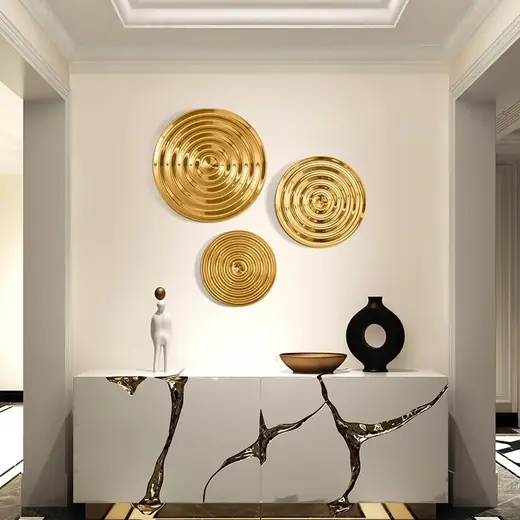 Stainless Steel Creative Electroplated Titanium Gold Wall Decoration Design A produced by Xinhengda Sculpture in Shenzhen