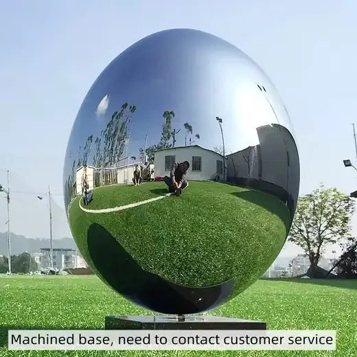 Stainless Steel Metal Mirror Egg Ball Oval Ball produced by Xinhengda Sculpture in Shenzhen