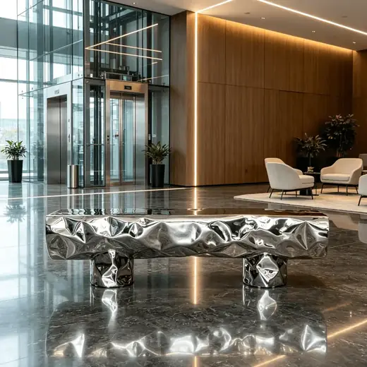 Stainless Steel Mirror Creative Leisure Seat Design A supplied for transport hubs and exhibitions