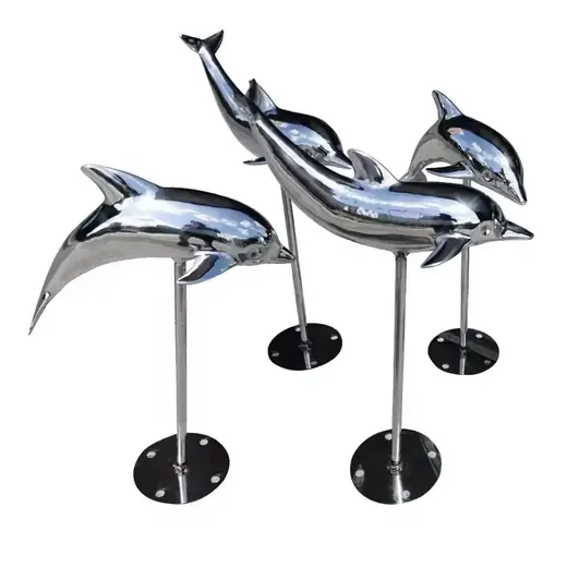 Stainless Steel Mirror Dolphin produced by Xinhengda Sculpture in Shenzhen