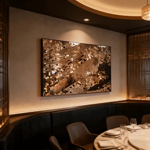Stainless Steel Sequin Wall Decoration produced by Xinhengda Sculpture in Shenzhen