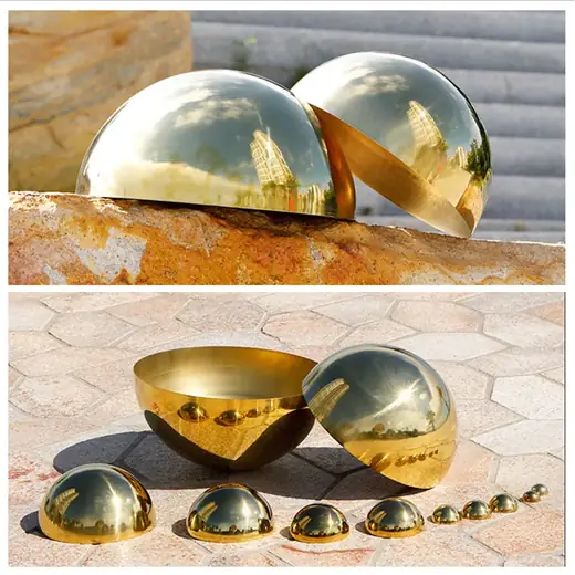 Stainless Steel Titanium Gold Metal Hollow Decorative Ball Mirror produced by Xinhengda Sculpture in Shenzhen