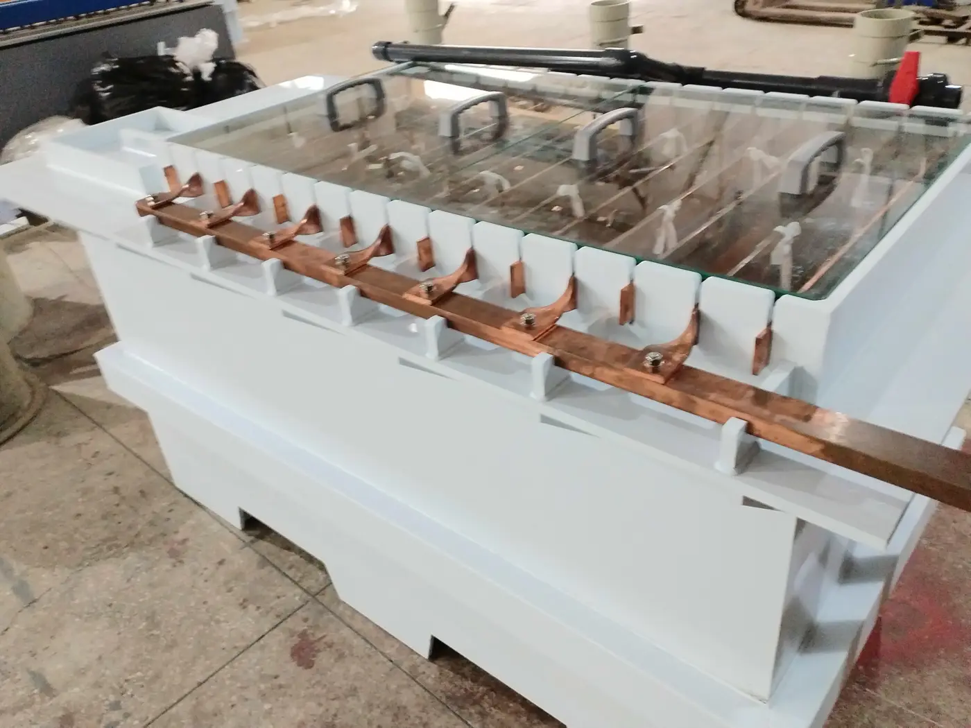 Copper Electrolysis Refine Machine close view of the electrode assembly