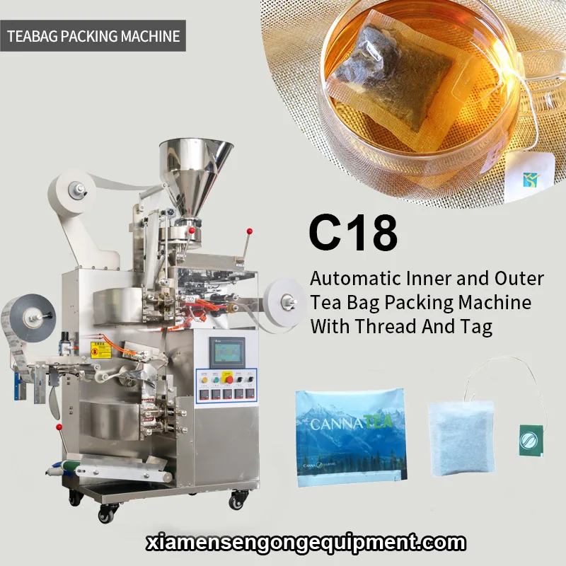 C18 automatic tea bag packing machine with outer envelope forming and photoelectric positioning system