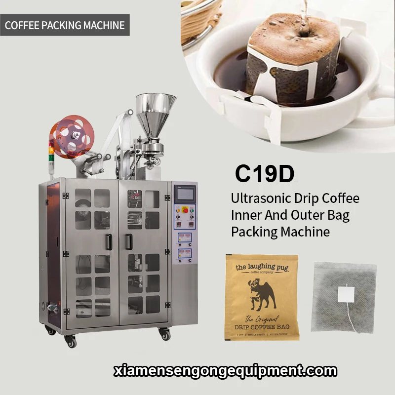 C19D drip bag Coatepec coffee filter ecofriendly machine with stainless steel frame and control panel
